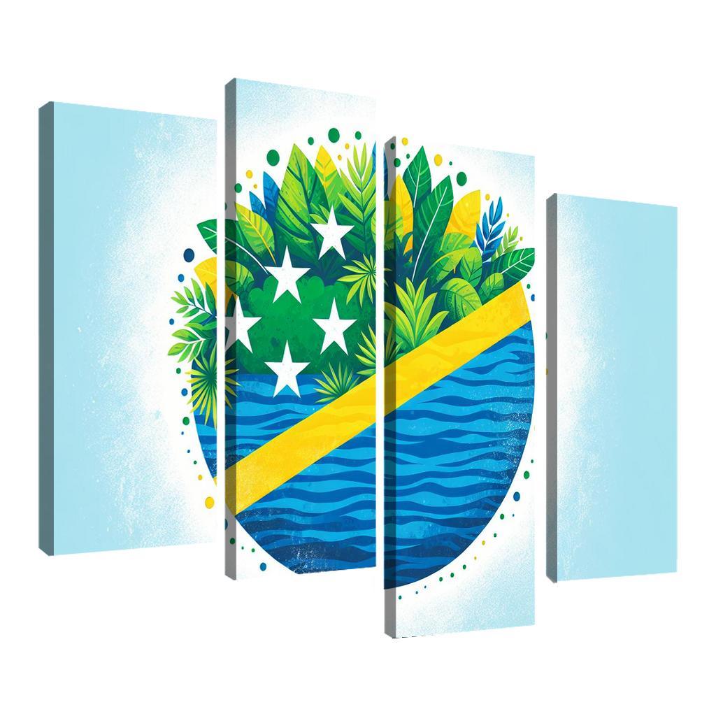 Nature's Guardians The Flag of the Solomon Islands 4 Piece HD Canvas Wall Art-Original Frame