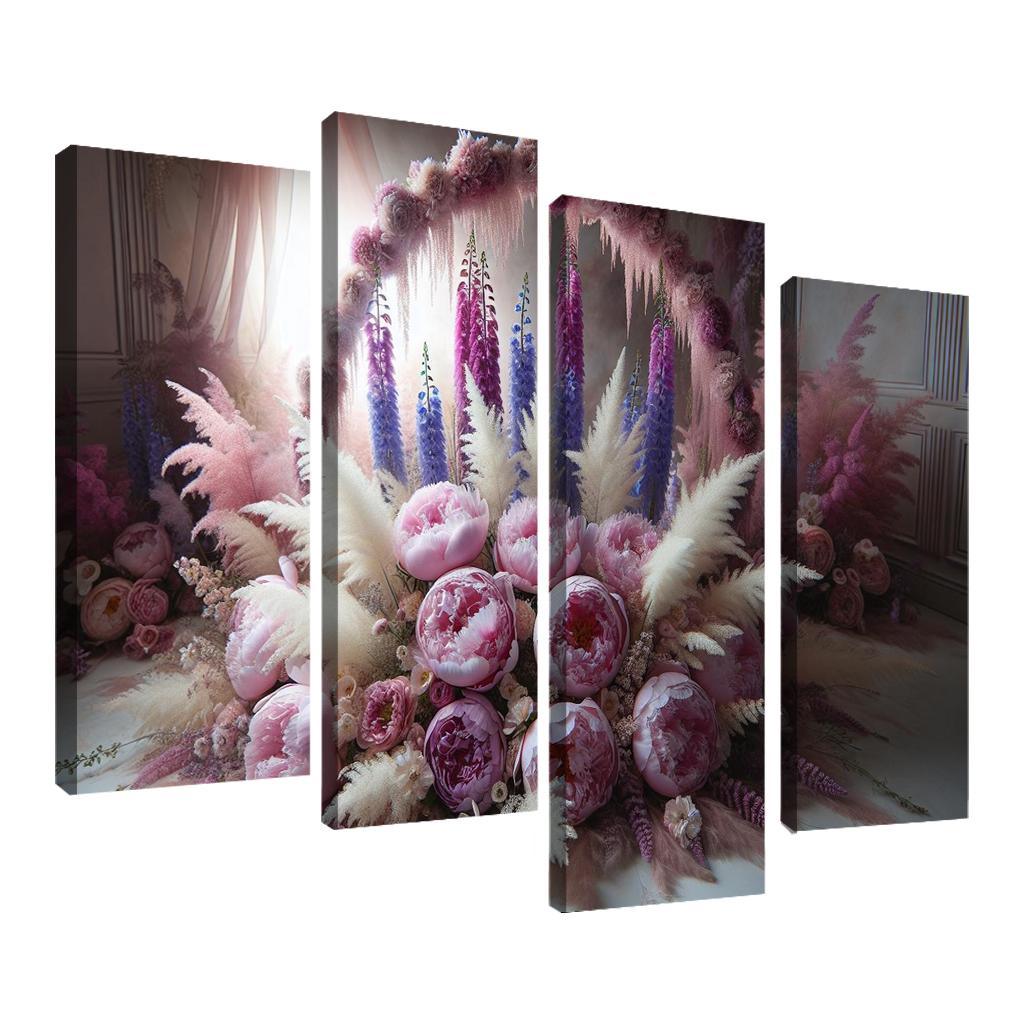 Ethereal Garden A Fairy Tale Floral Display 4 Piece HD Canvas Wall Art-Original Frame