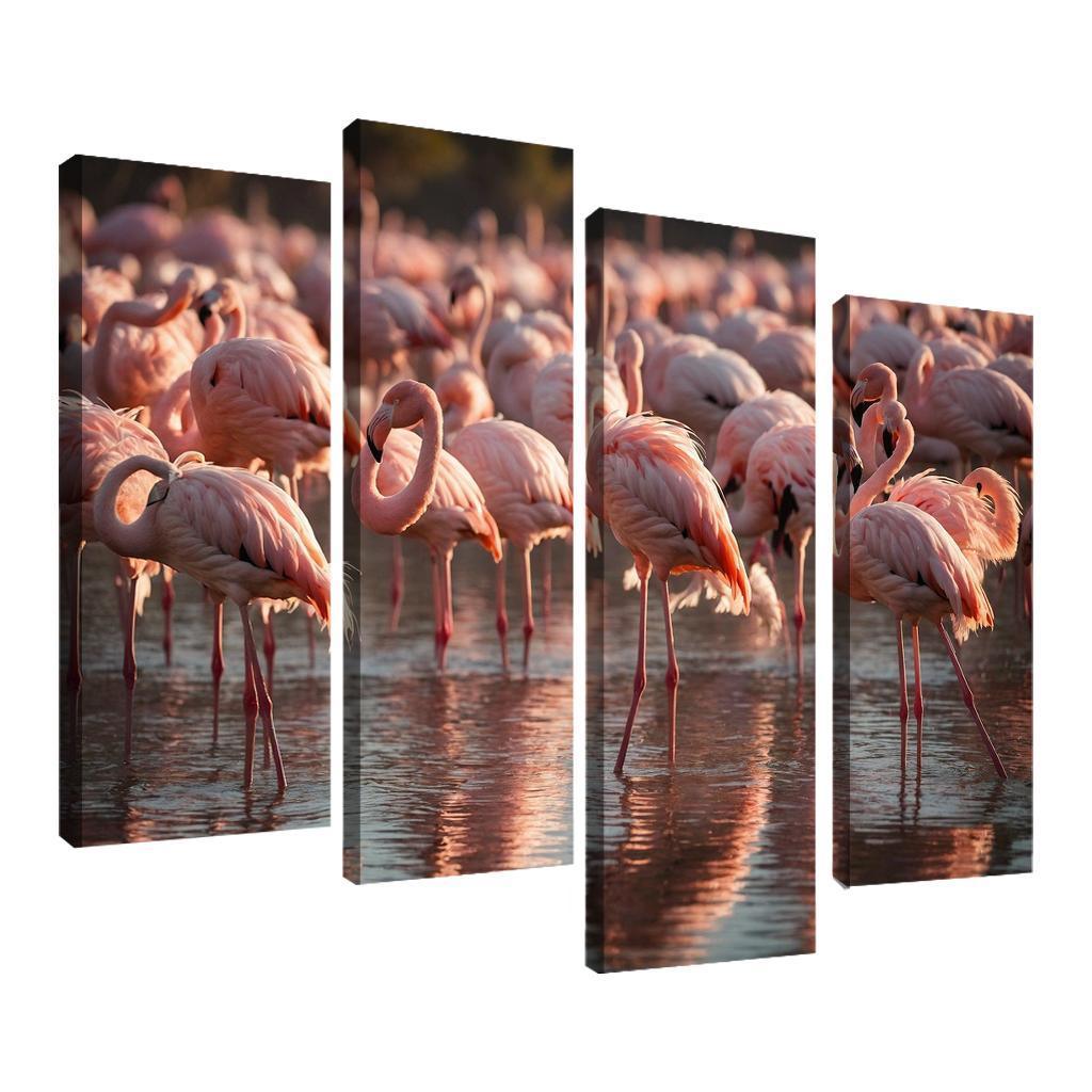 The Graceful Flamingo In Shallow Waters Framed Paintings