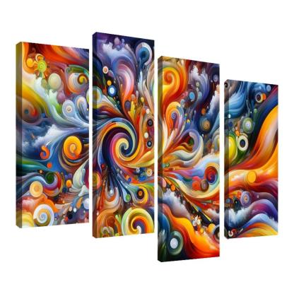 Essence of Untamed Imagination 4 Piece HD Canvas Wall Art-Original Frame