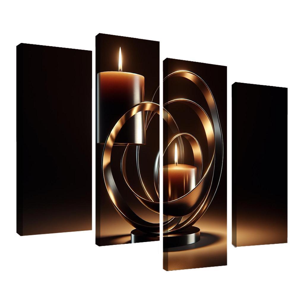 Sculptural Metal Candle Holders 4 Piece HD Canvas Wall Art-Original Frame