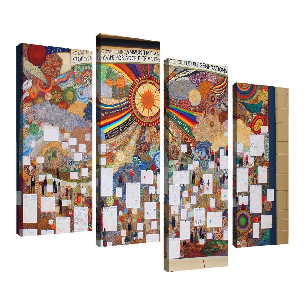 Intergenerational Wisdom Connecting the Young and the Old 4 Piece HD Canvas Wall Art-Original Frame