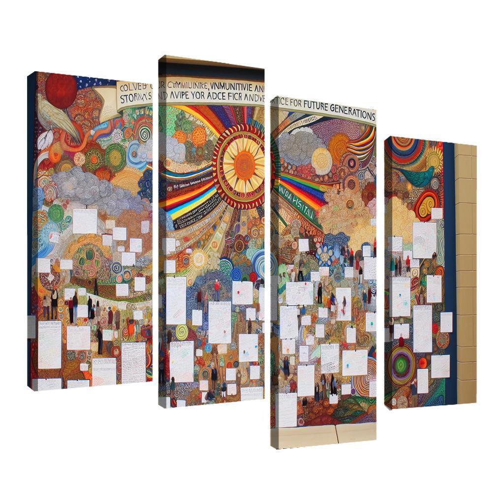 Intergenerational Wisdom Connecting the Young and the Old 4 Piece HD Canvas Wall Art-Original Frame