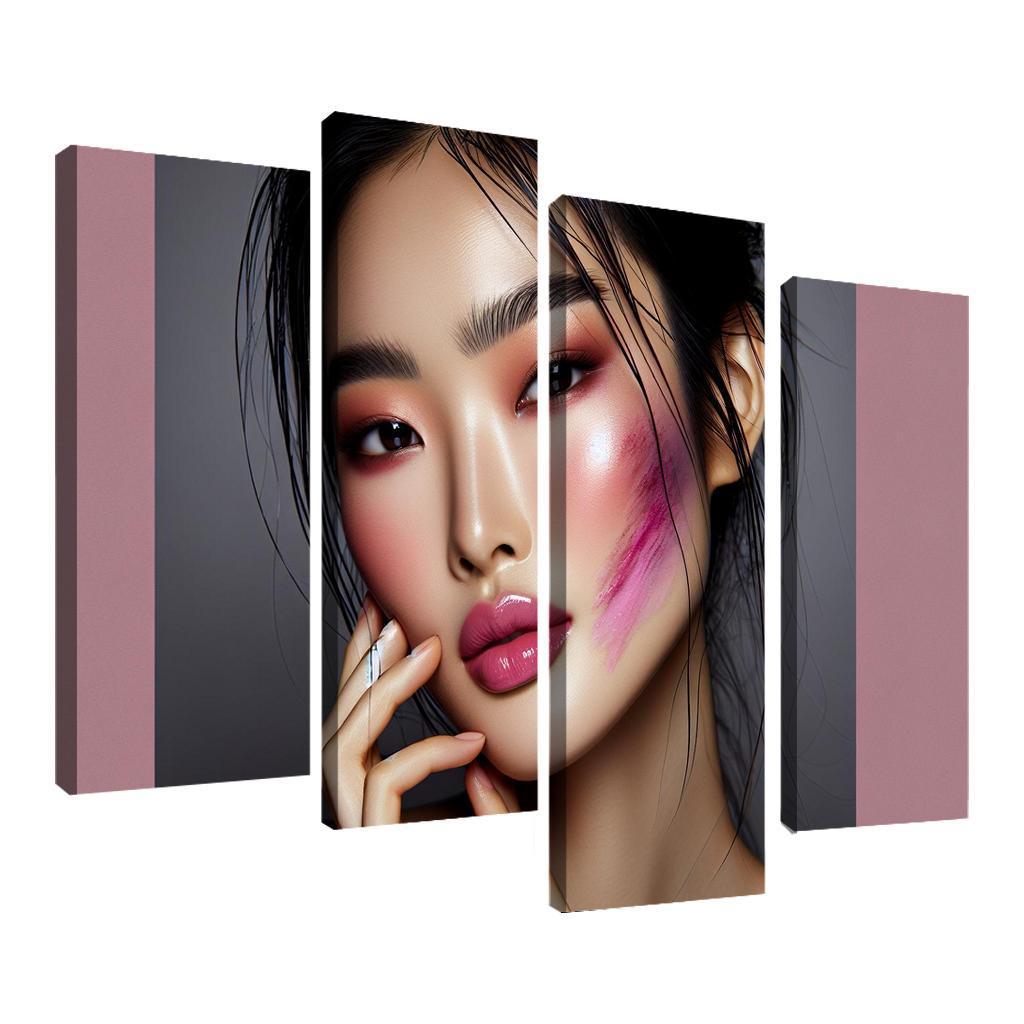 Monochrome Makeup Cohesive Looks 4 Piece HD Canvas Wall Art-Original Frame
