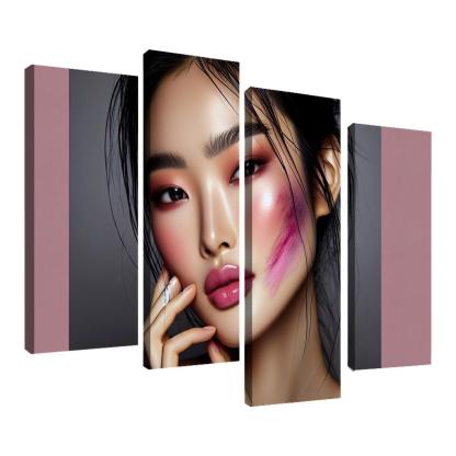 Monochrome Makeup Cohesive Looks 4 Piece HD Canvas Wall Art-Original Frame