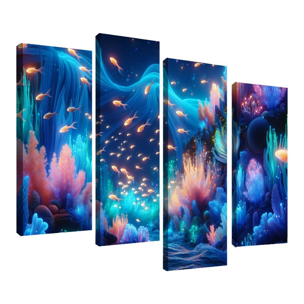 The Luminescent Depths 4 Piece HD Canvas Wall Art-Original Frame