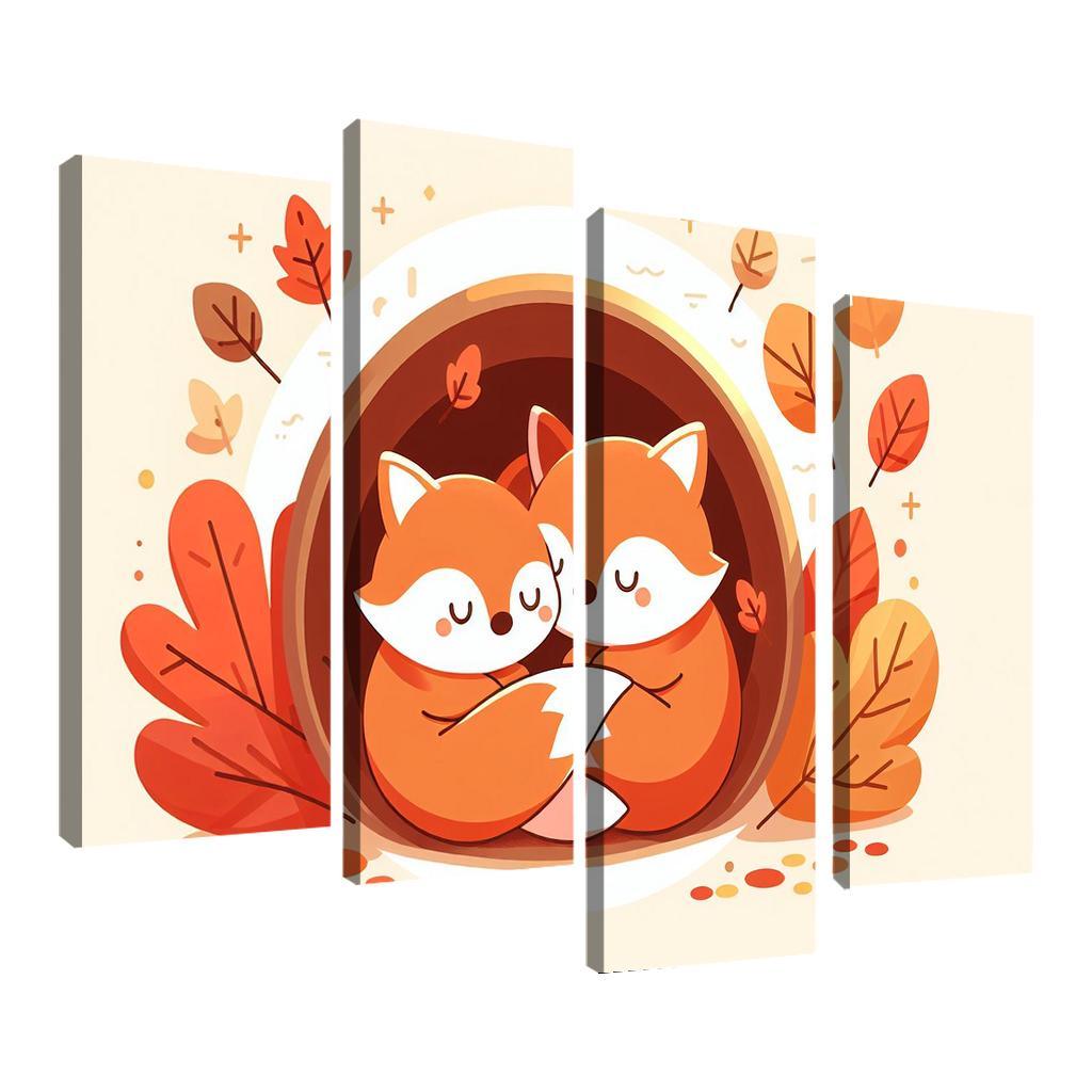 Friendly Foxes - Cozy Companions Framed Paintings