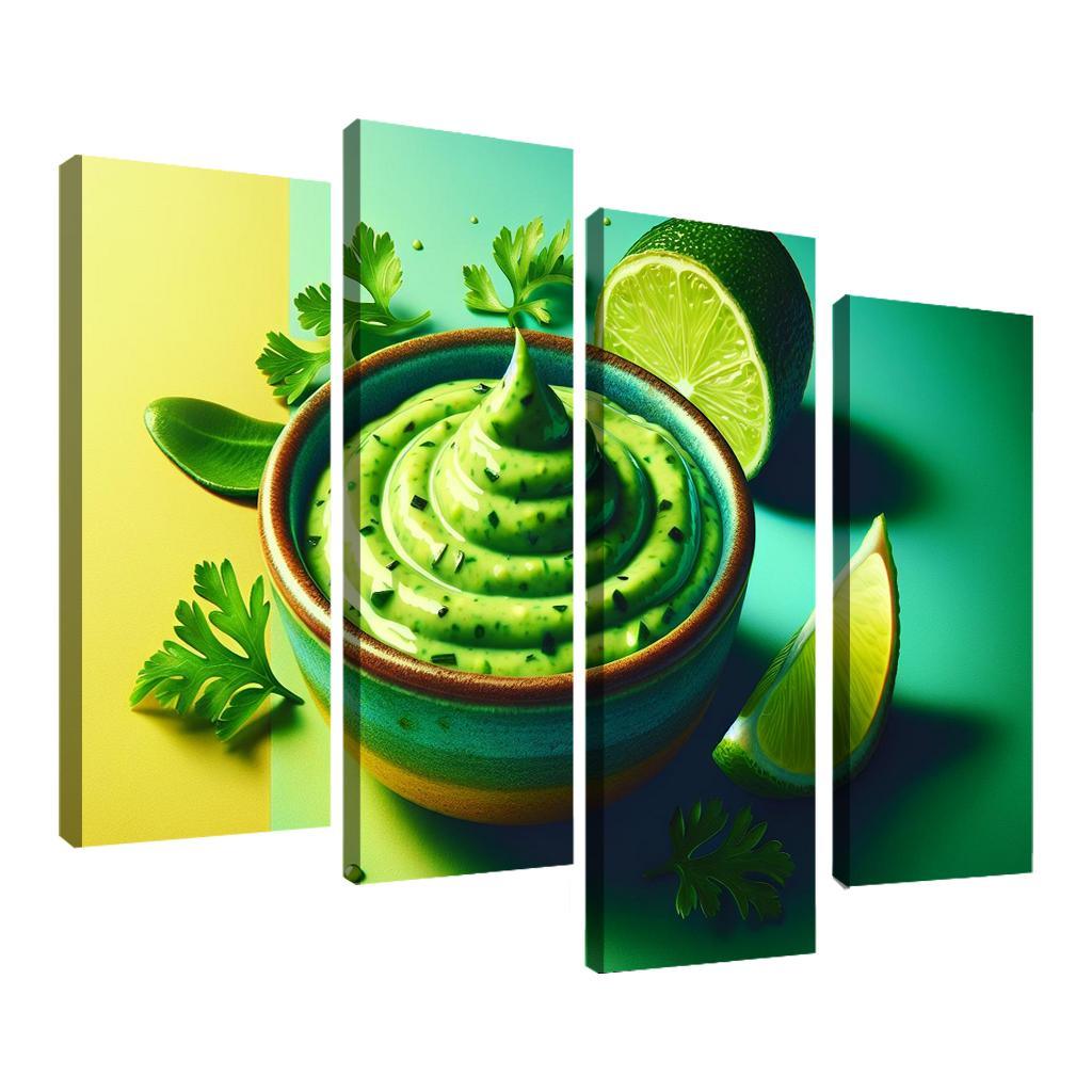 Creamy Avocado Lime Dressing 4 Piece HD Canvas Wall Art-Original Frame