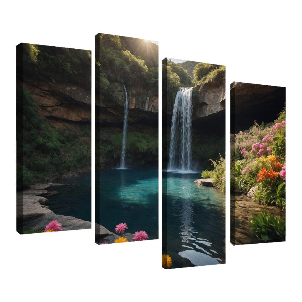 The Radiant Falls Of Sapphire Cascade Modern Paintings Frame
