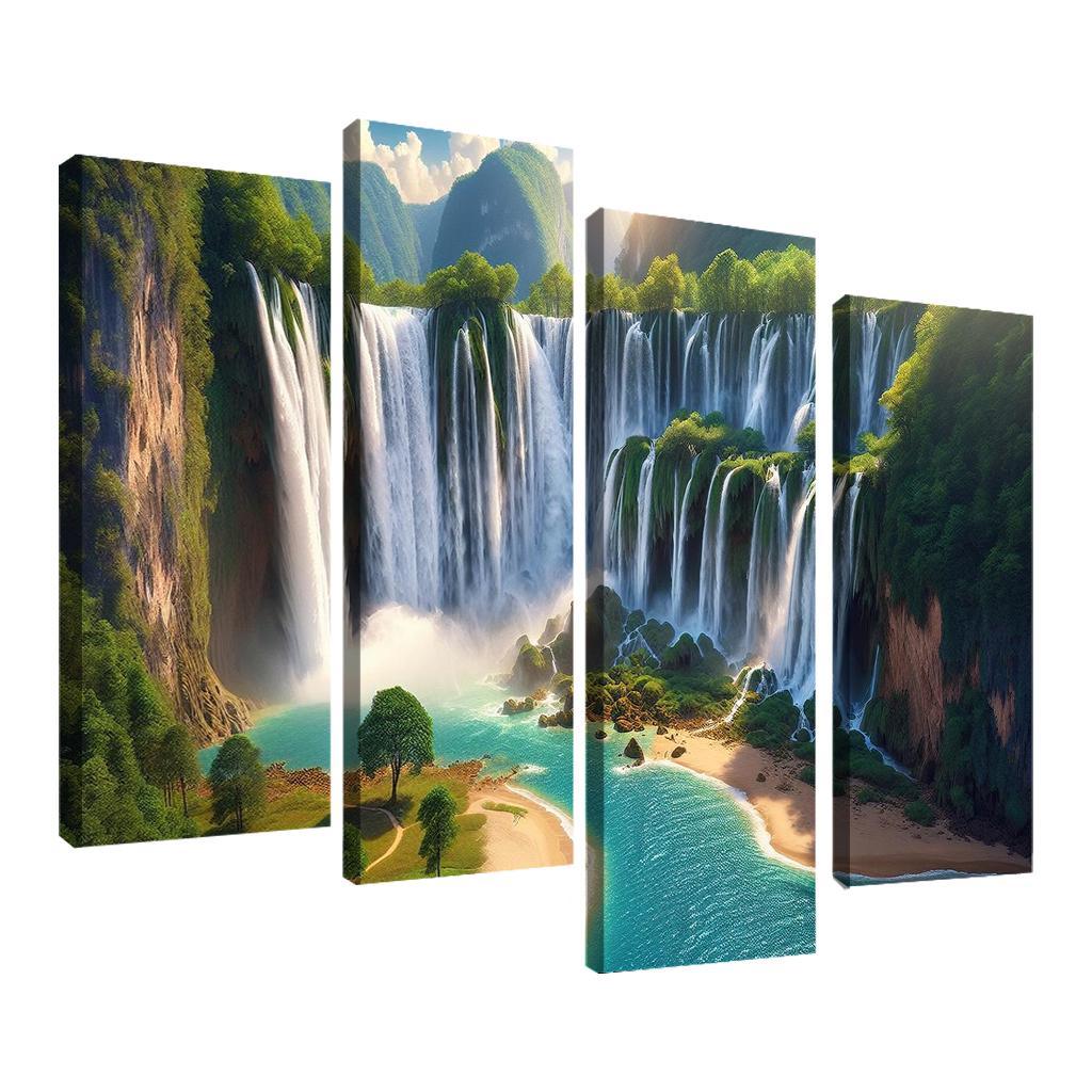Hidden Falls Beach Waterfall Oasis Abstract Paintings Frame