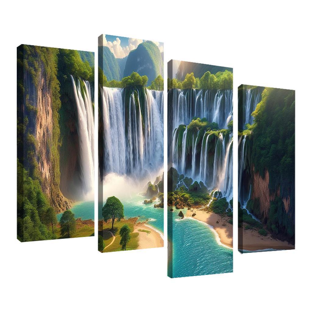 Hidden Falls Beach Waterfall Oasis Abstract Paintings Frame