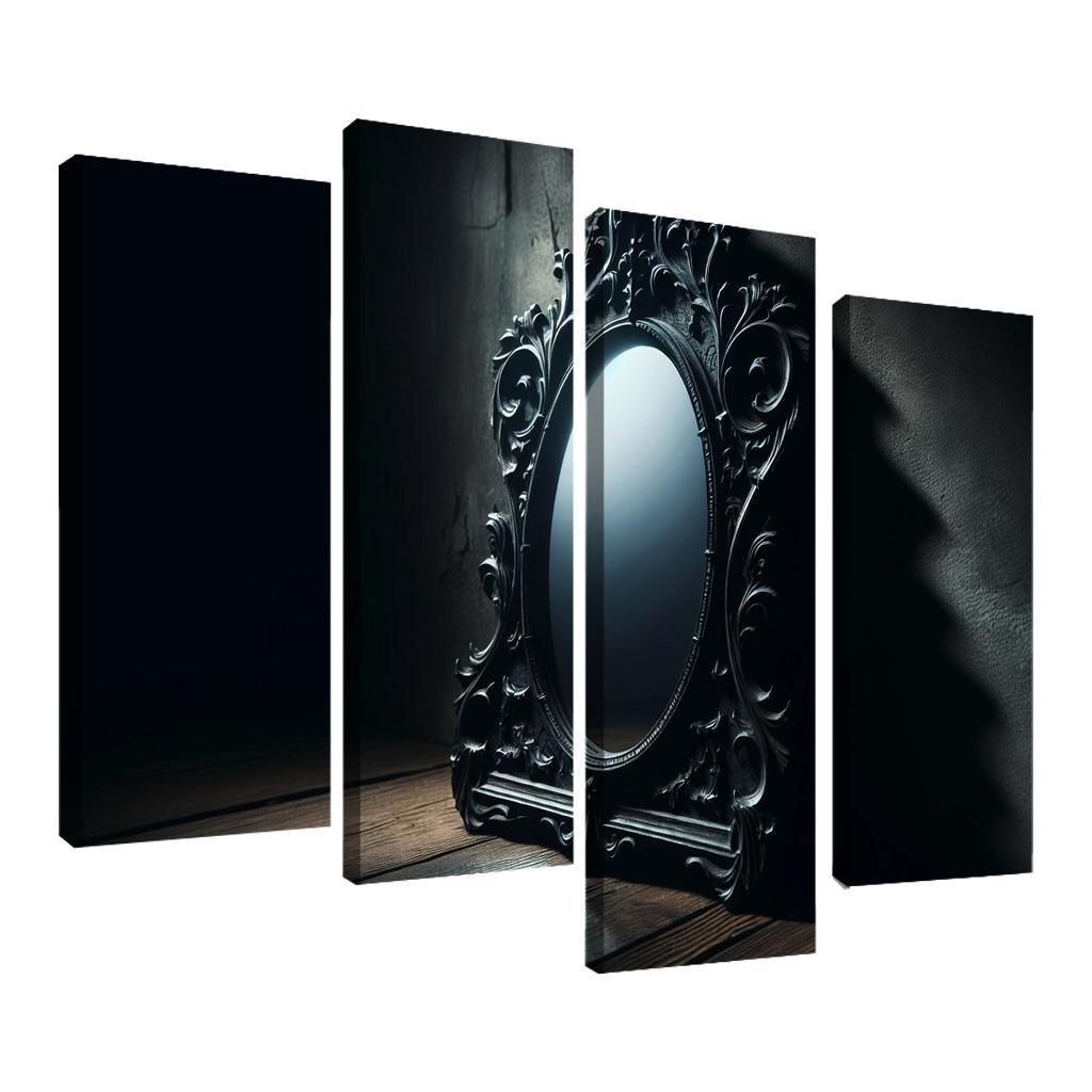 Haunting Reflections The Mirror of Secrets 4 Piece HD Canvas Wall Art-Original Frame