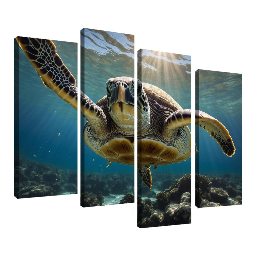 The Stunning Green Sea Turtle In Tropical Waters Canvas Paintings Frame