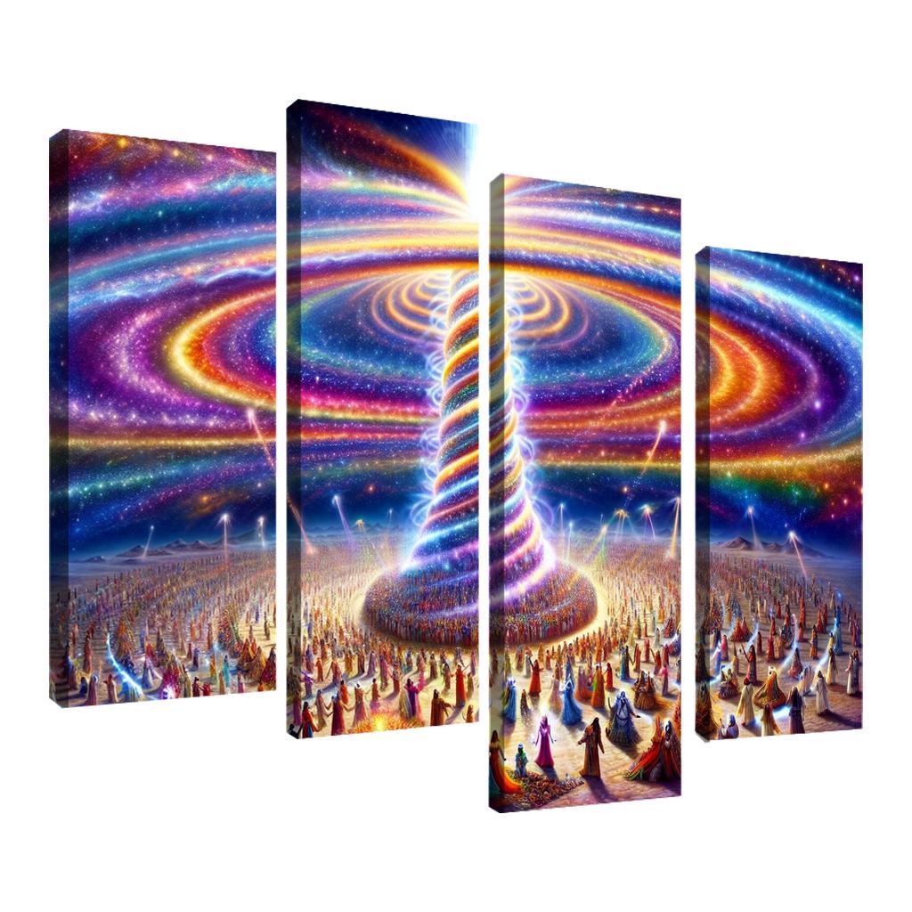 The Aetheric Spiral 4 Piece HD Canvas Wall Art-Original Frame