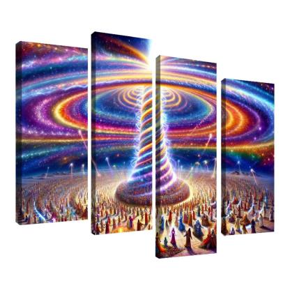 The Aetheric Spiral 4 Piece HD Canvas Wall Art-Original Frame