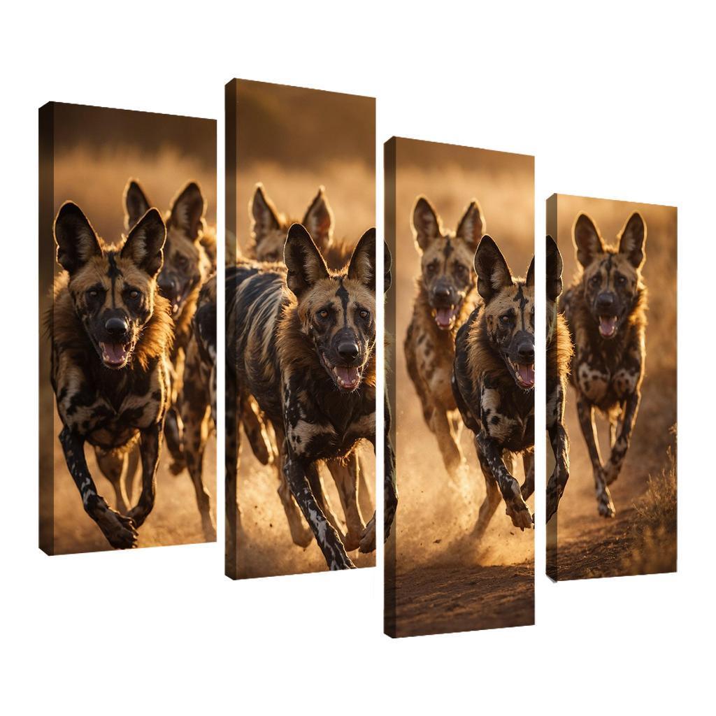 The Bold African Wild Dog Social Hunter Of The Savannah Modern Paintings Frame