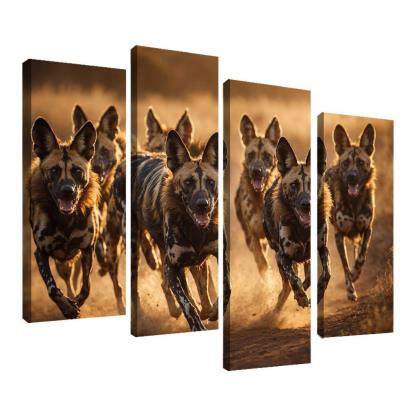 The Bold African Wild Dog Social Hunter Of The Savannah Modern Paintings Frame