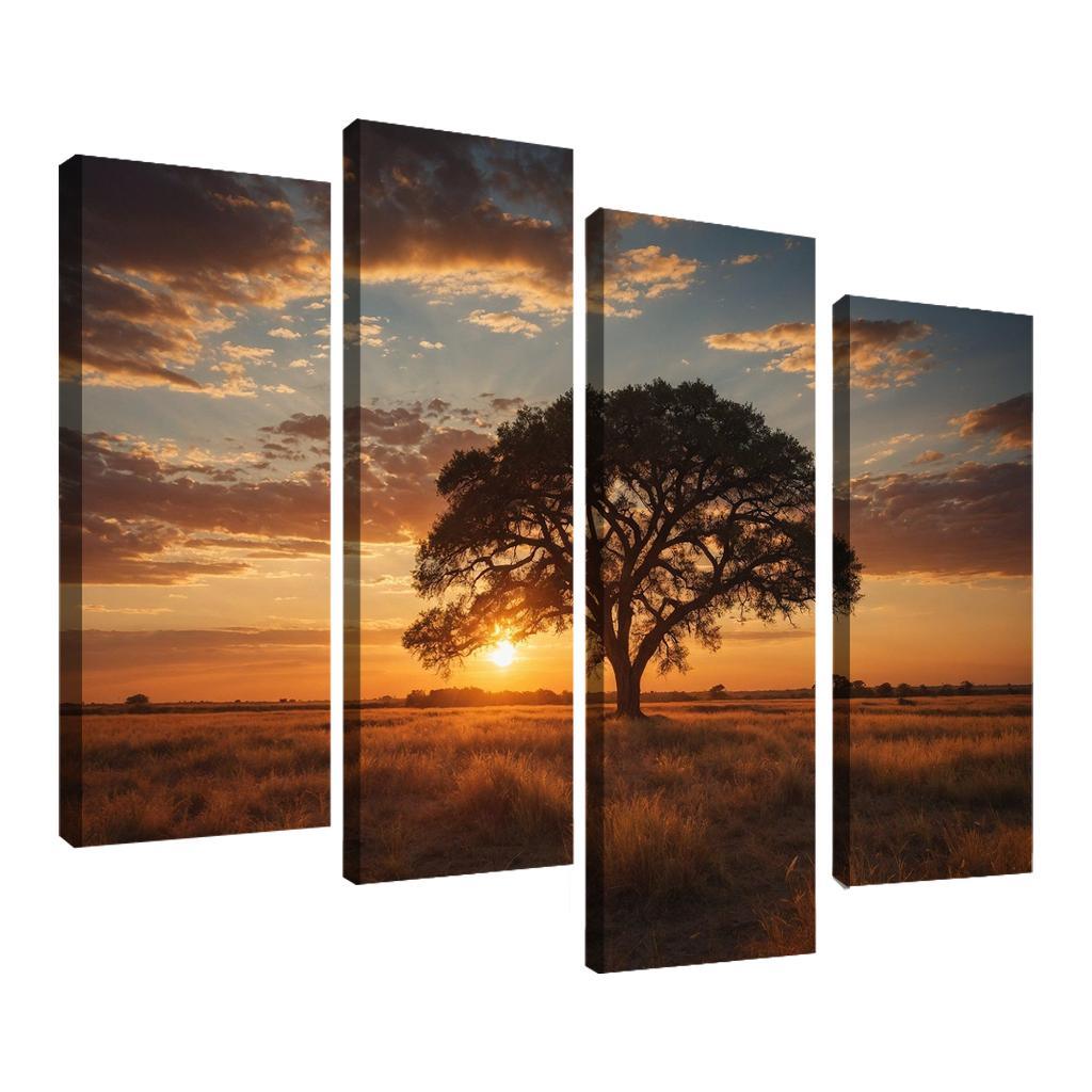 The Glowing Vistas Of Sunset Over The Plains Multi-panel Paintings