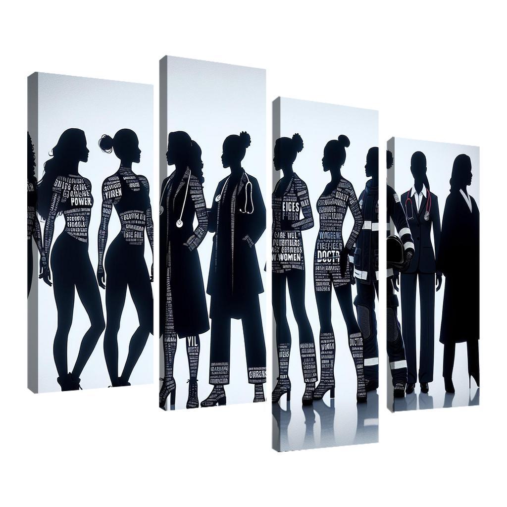 Voices of Change Empowering Women through Art 4 Piece HD Canvas Wall Art-Original Frame