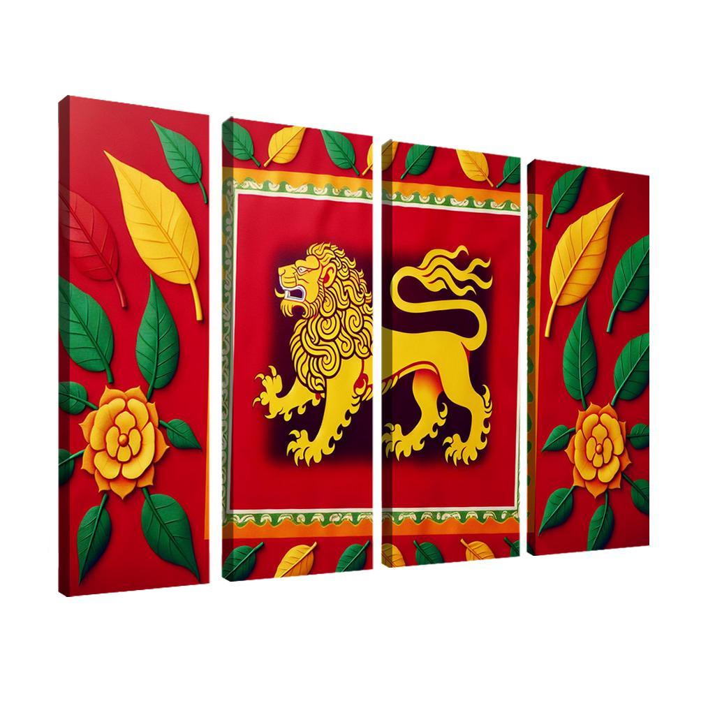 Legacy of Peace The Flag of Sri Lanka 4 Piece HD Modern Canvas Panels-Original Frame