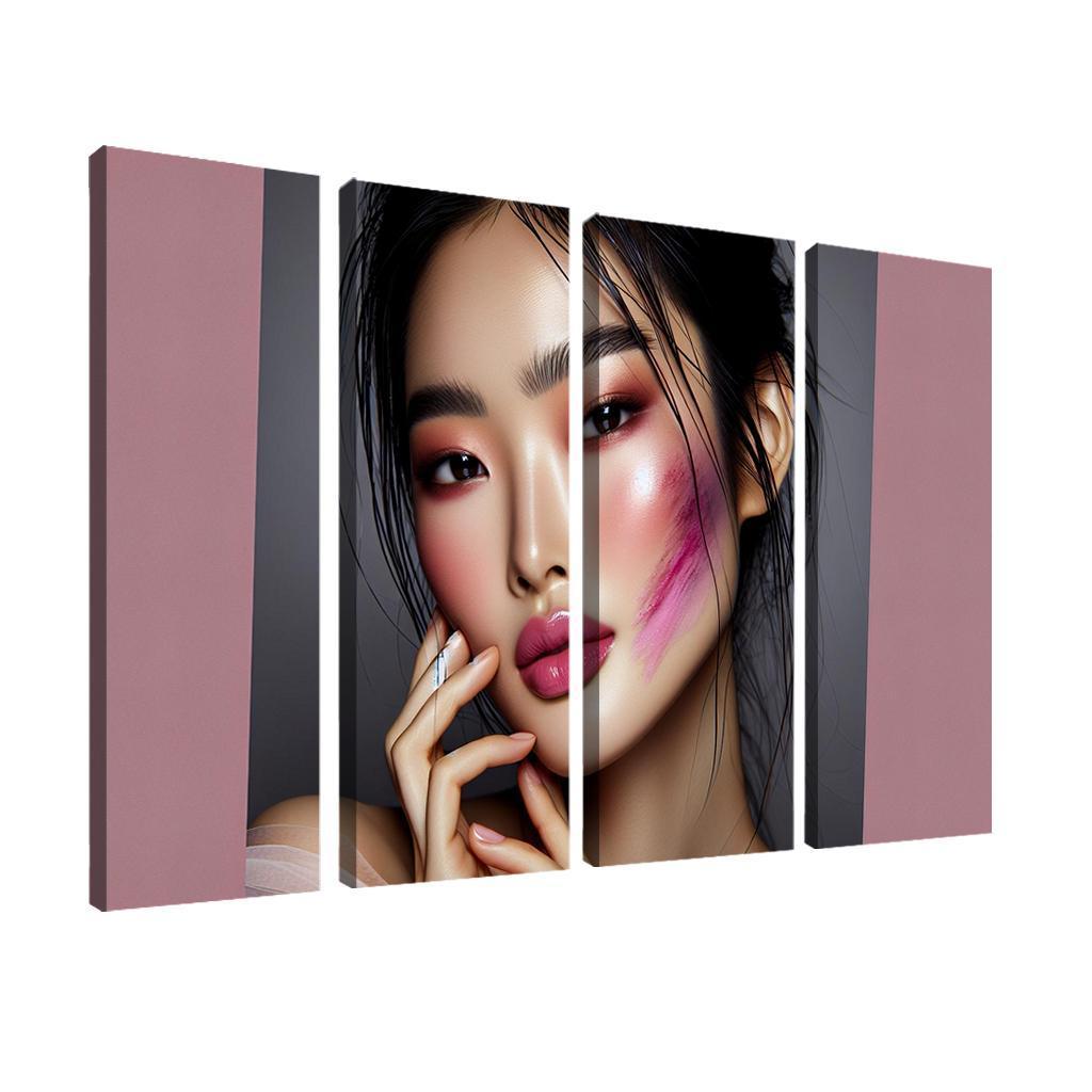 Monochrome Makeup Cohesive Looks 4 Piece HD Modern Canvas Panels-Original Frame