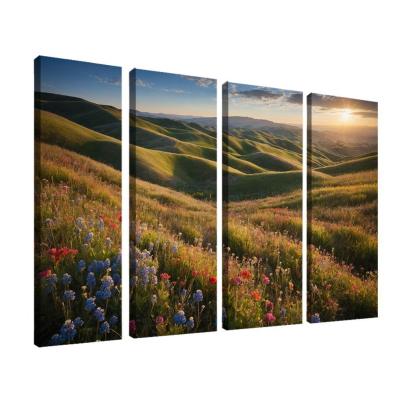 The Colorful Embrace Of Flowering Hillsides Multi-panel Paintings