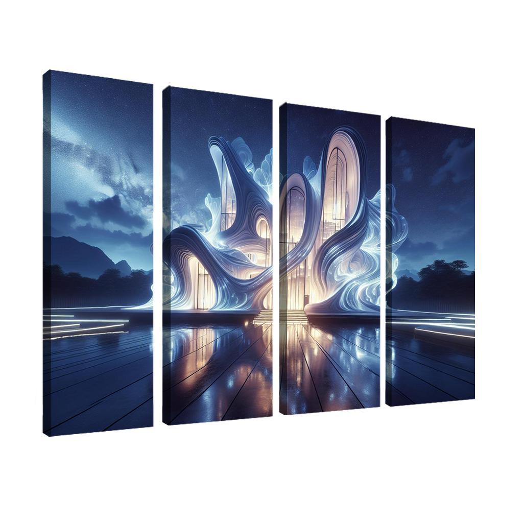 Bioluminescent Structures 4 Piece HD Modern Canvas Panels-Original Frame
