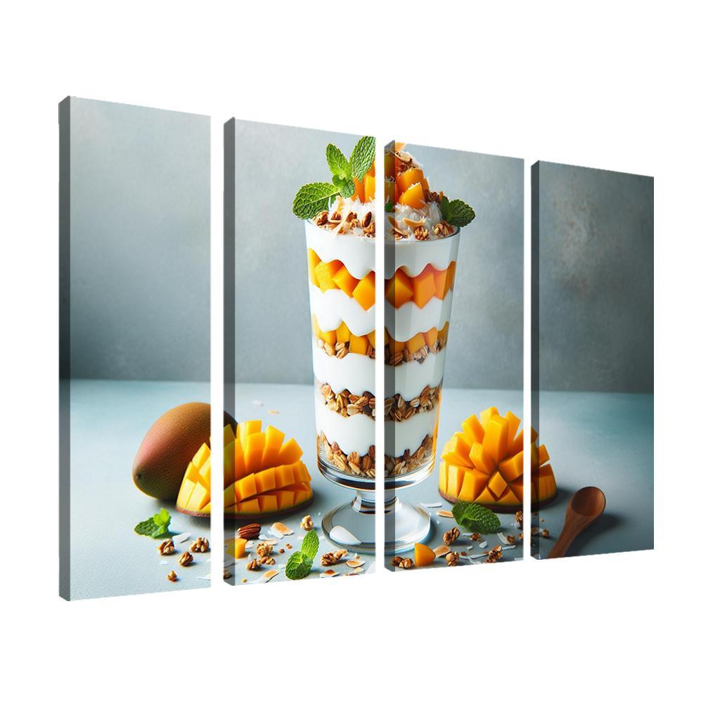 Creamy Coconut Mango Parfait 4 Piece HD Modern Canvas Panels-Original Frame