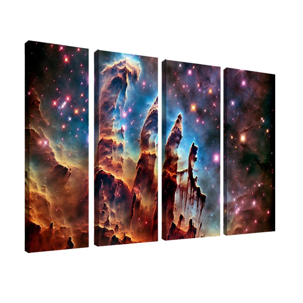 The Majestic Pillars of Creation 4 Piece HD Modern Canvas Panels-Original Frame