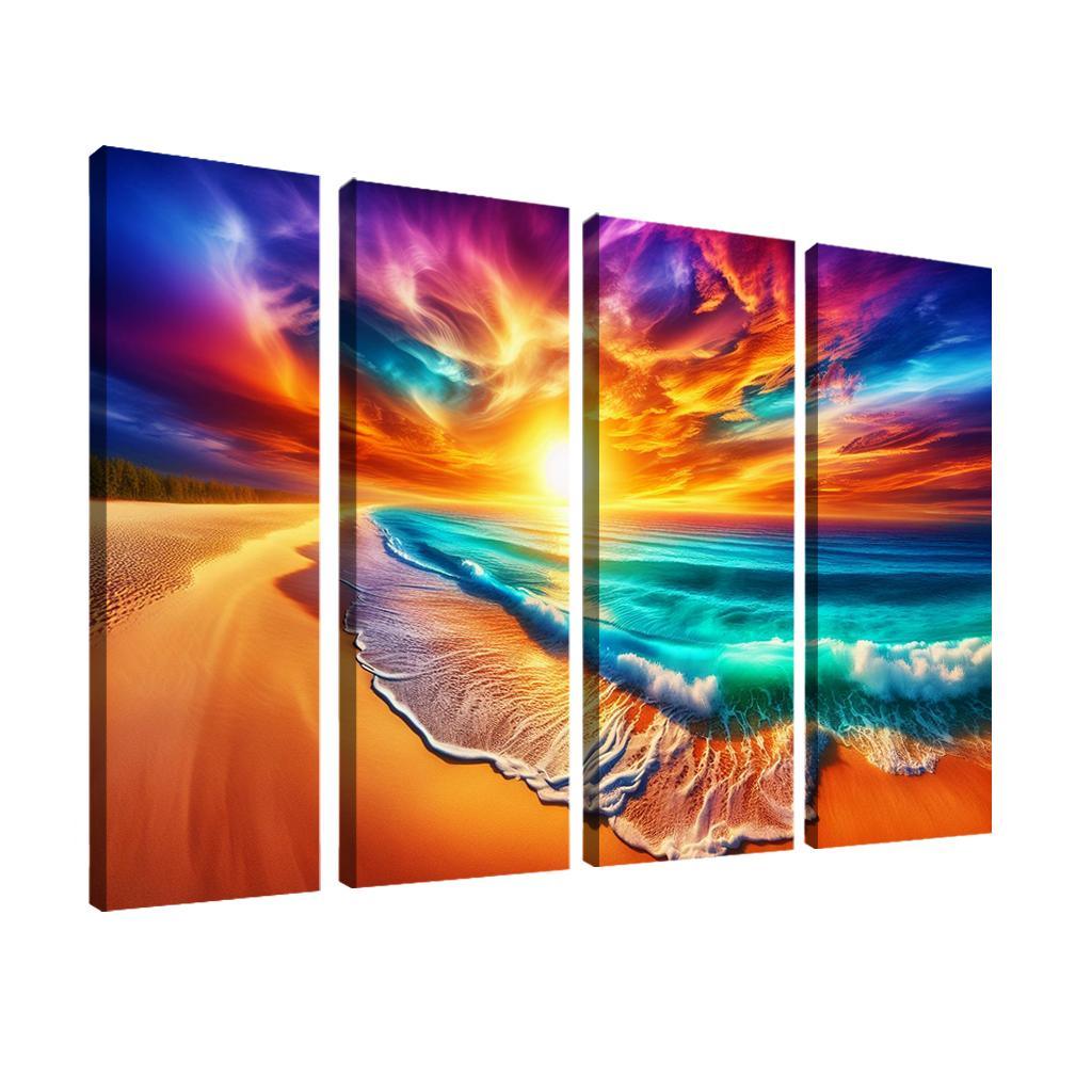 Golden Horizon Beach Modern Paintings Frame