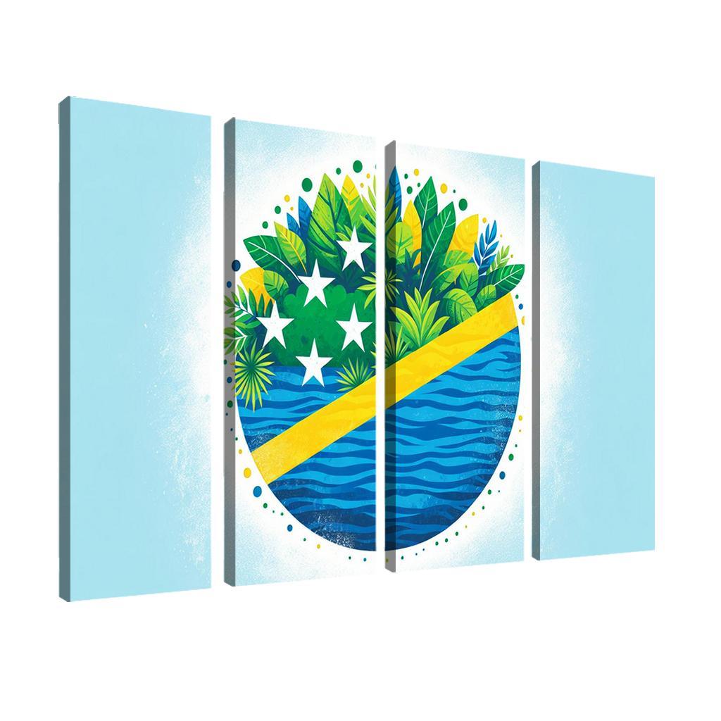 Nature's Guardians The Flag of the Solomon Islands 4 Piece HD Modern Canvas Panels-Original Frame