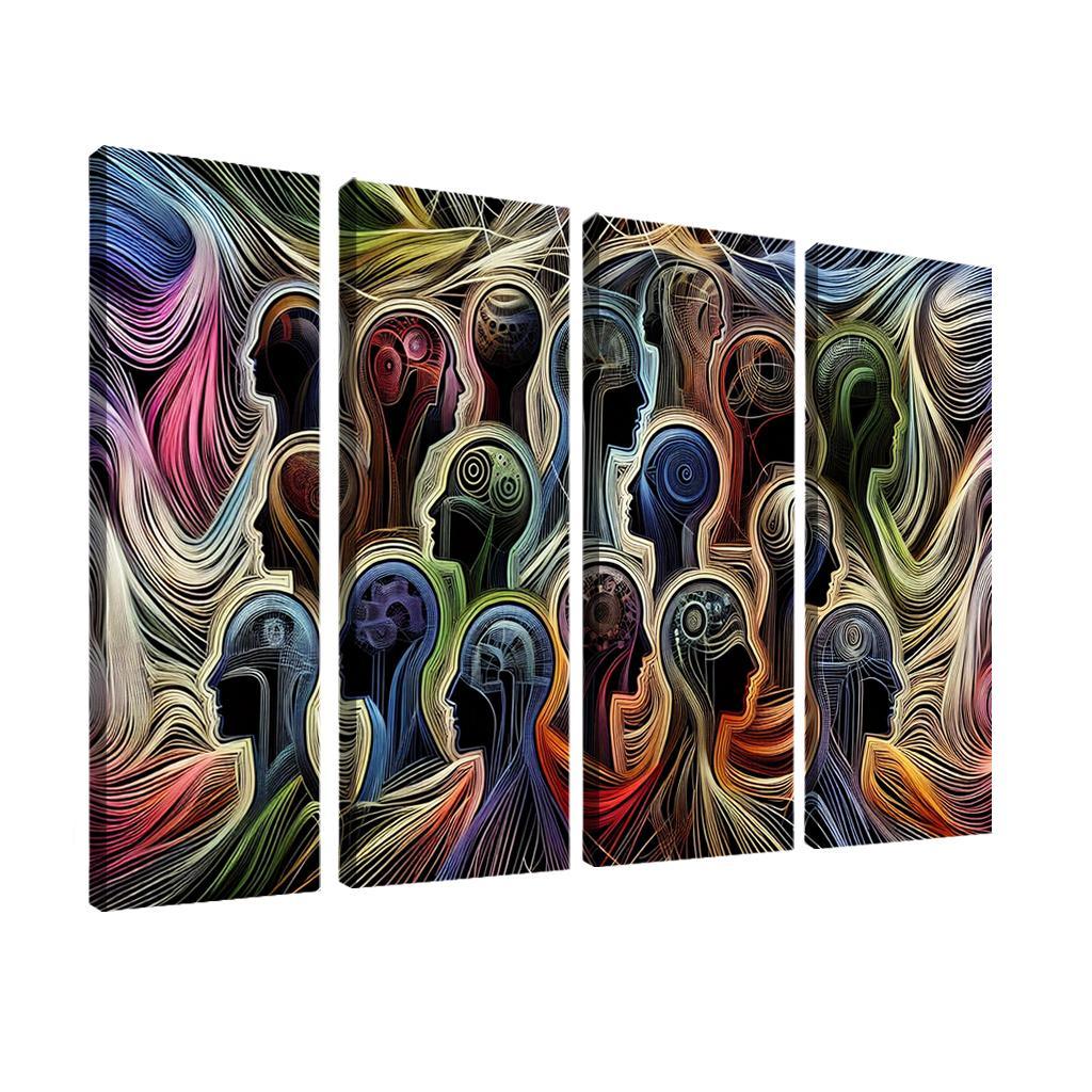 Threads of Resilience Art on Mental Health Awareness 4 Piece HD Modern Canvas Panels-Original Frame