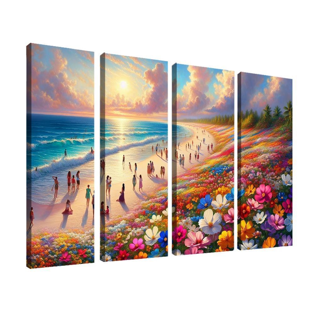 Wildflower Beach Natural Flora Haven Oil Paintings Frame