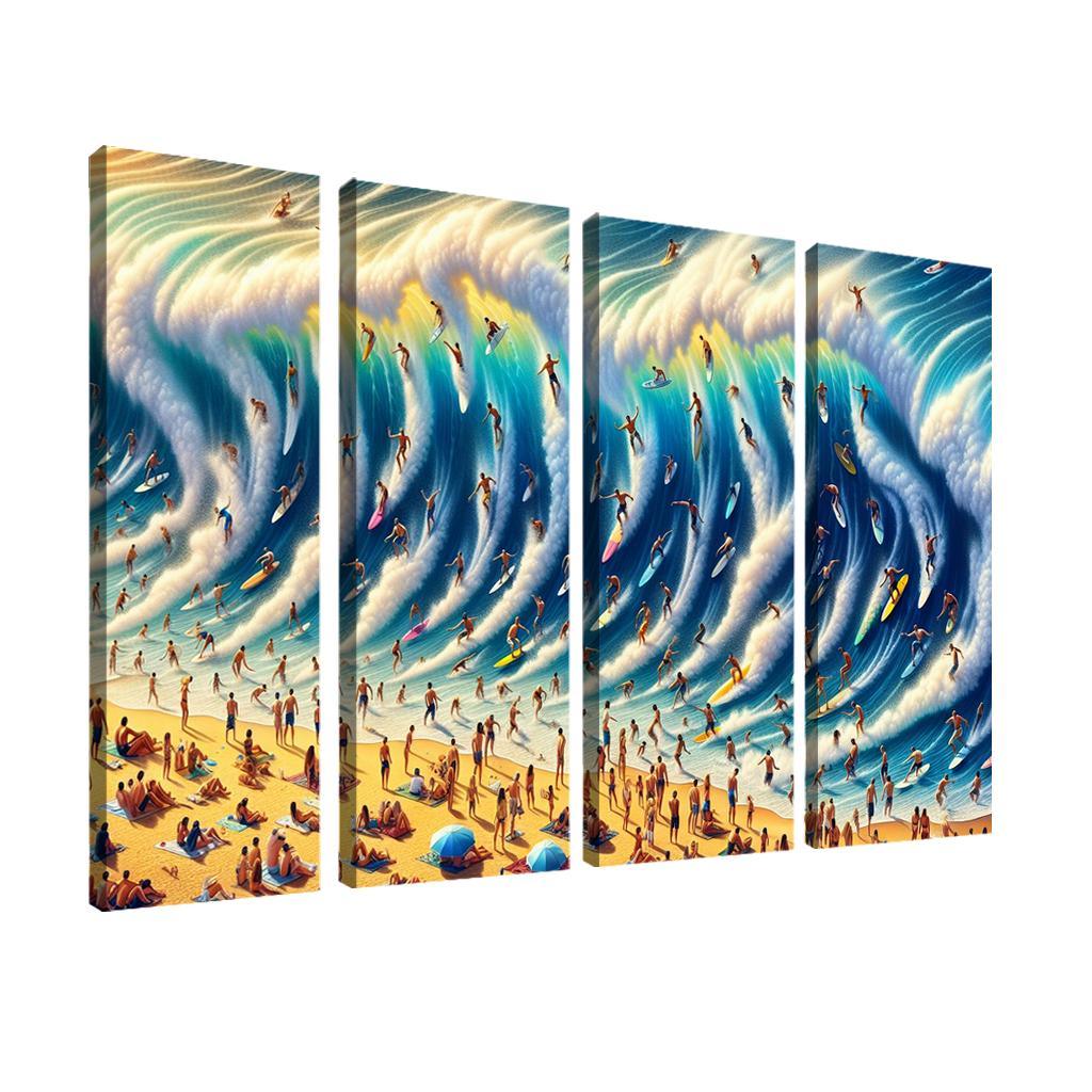 Cascading Waves A Surfing Hotspot Abstract Paintings Frame
