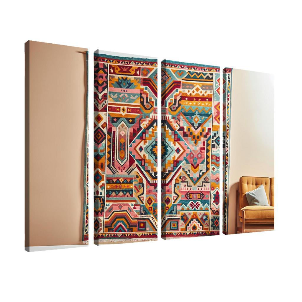 Bespoke Kilim Area Rug 4 Piece HD Modern Canvas Panels-Original Frame