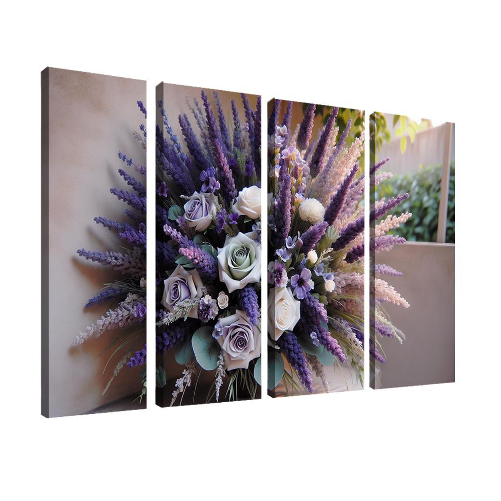 Lavender Dreams A Calming Floral Design 4 Piece HD Modern Canvas Panels-Original Frame