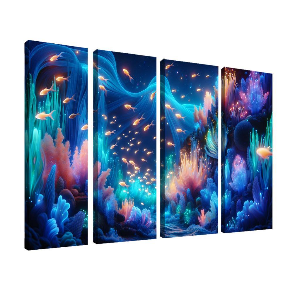 The Luminescent Depths 4 Piece HD Modern Canvas Panels-Original Frame