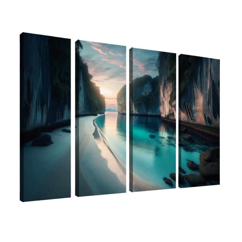 Silver Beach Escape Modern Paintings Frame