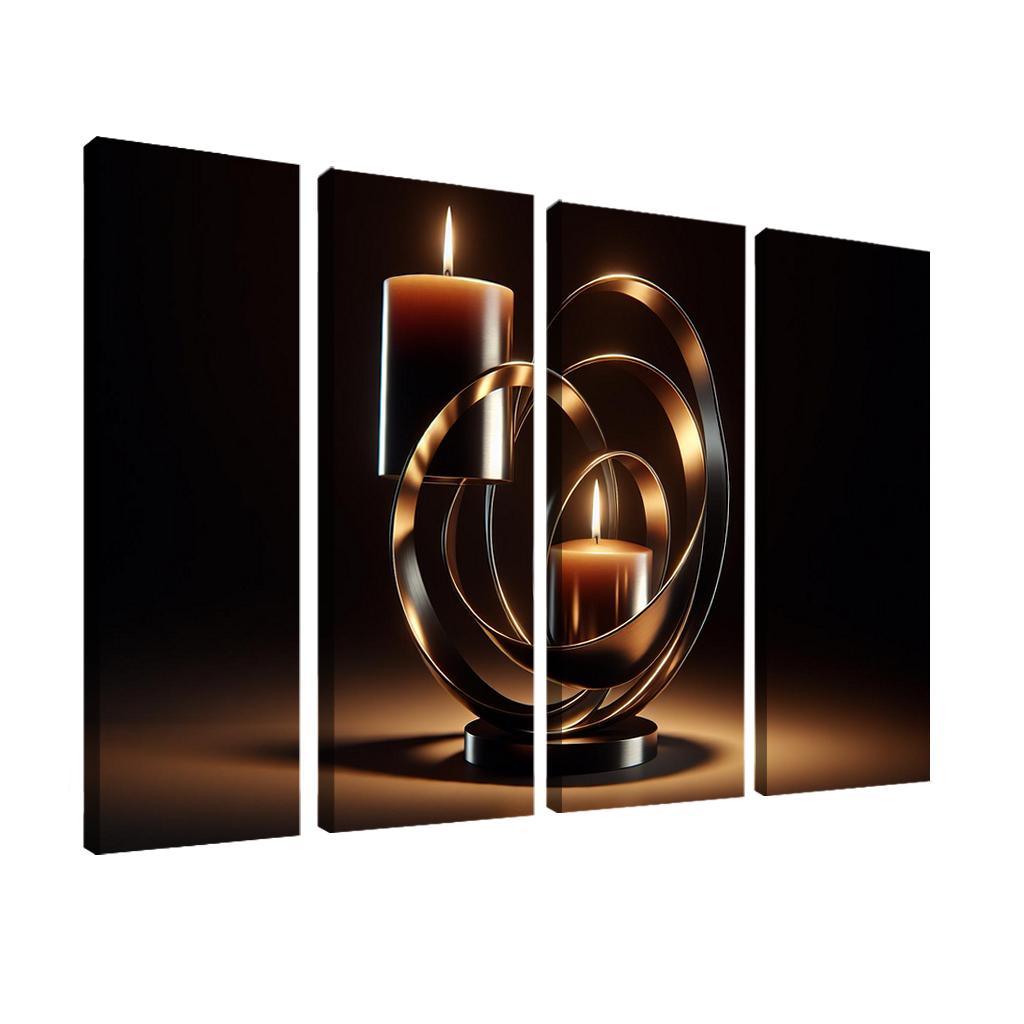 Sculptural Metal Candle Holders 4 Piece HD Modern Canvas Panels-Original Frame