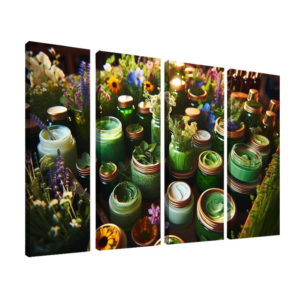 Nature-Inspired Beauty Botanical Ingredients 4 Piece HD Modern Canvas Panels-Original Frame