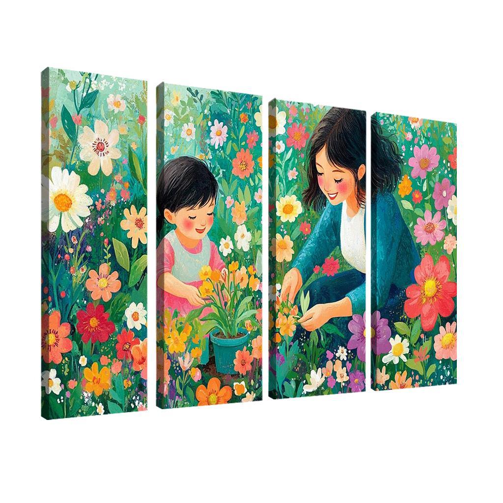 The Blooming Path A Mothers Nurturing Journey Canvas Paintings Frame