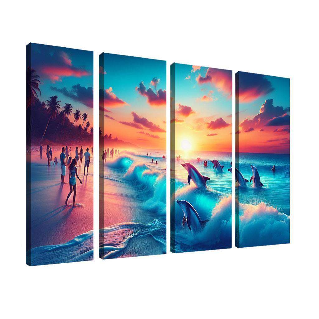 Cerulean Bliss Sunset And Wildlife Watching Premium Artwork Frames