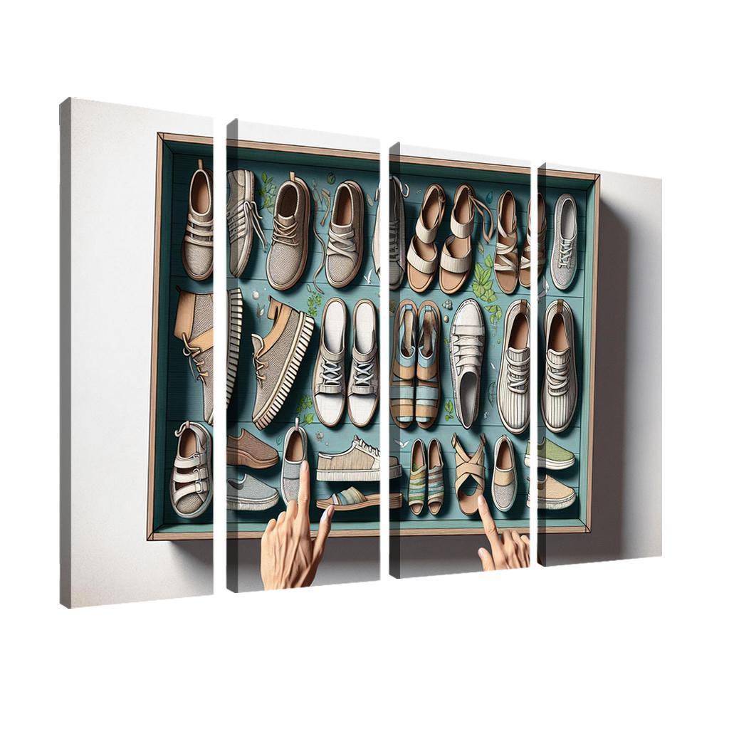 Sustainable Footwear Eco-Conscious Styles 4 Piece HD Modern Canvas Panels-Original Frame