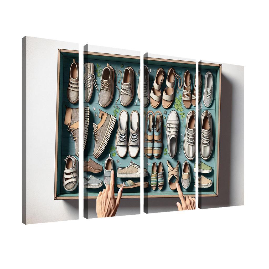 Sustainable Footwear Eco-Conscious Styles 4 Piece HD Modern Canvas Panels-Original Frame
