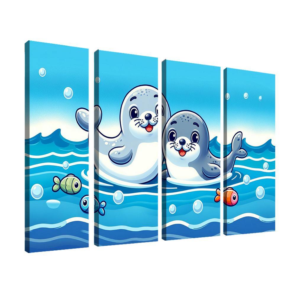 Silly Seals - Ocean Companions Framed Paintings