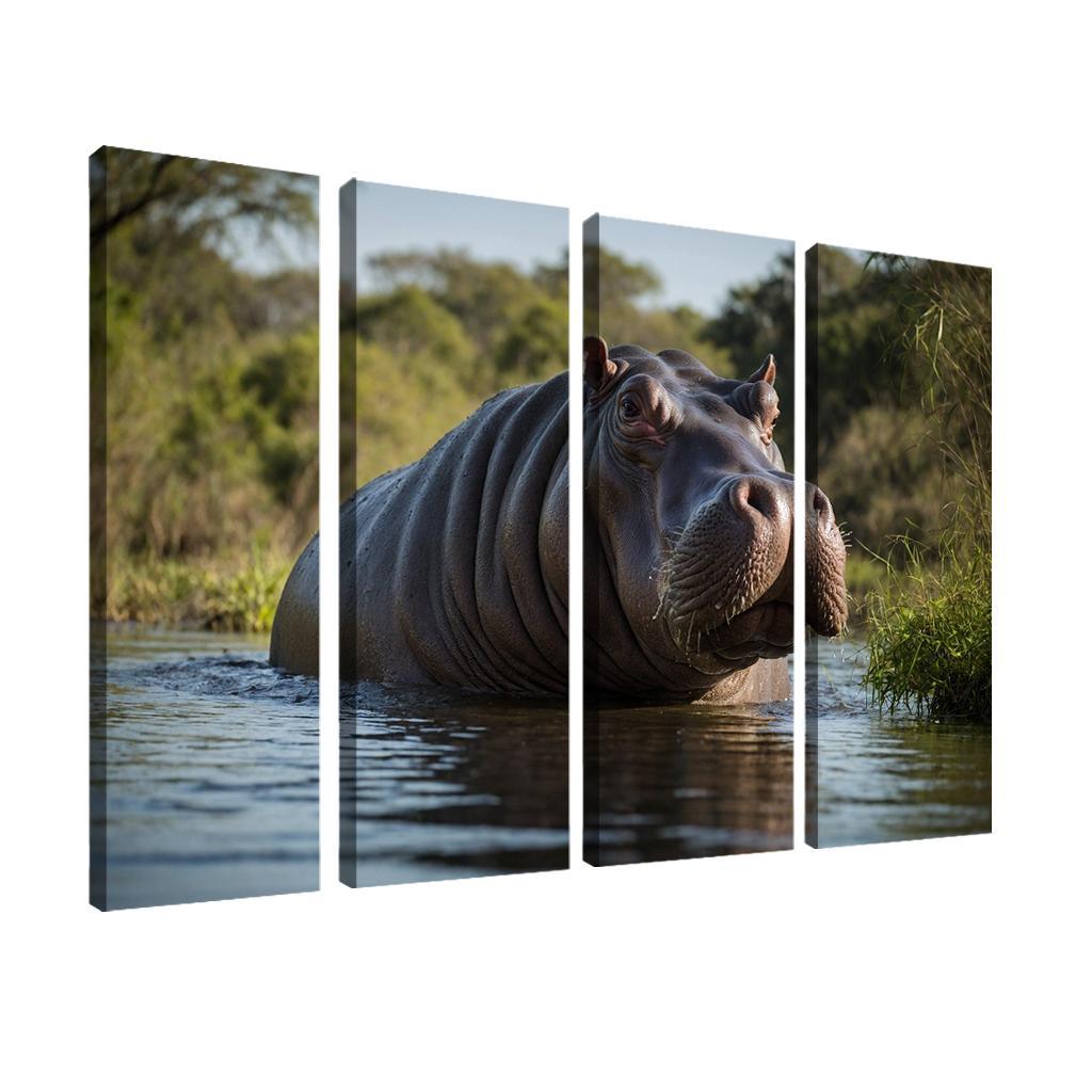 The Imposing Hippo The River Giant Custom Paintings Frame
