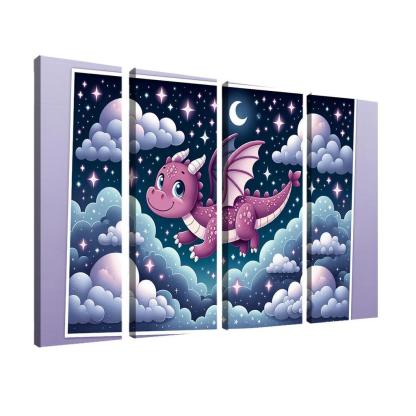 Dreamy Dragon 4 Piece HD Modern Canvas Panels-Original Frame