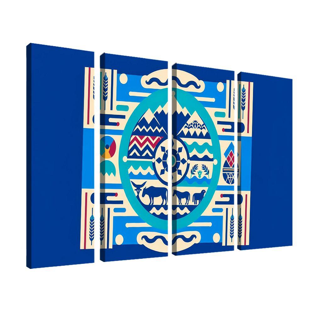 Cultural Resonance The Flag of the Navajo Nation 4 Piece HD Modern Canvas Panels-Original Frame