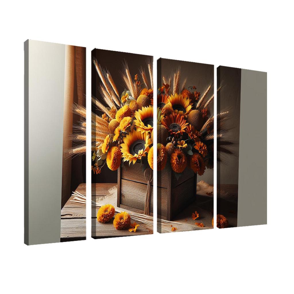 Rustic Charm A Harvest-Themed Centerpiece 4 Piece HD Modern Canvas Panels-Original Frame