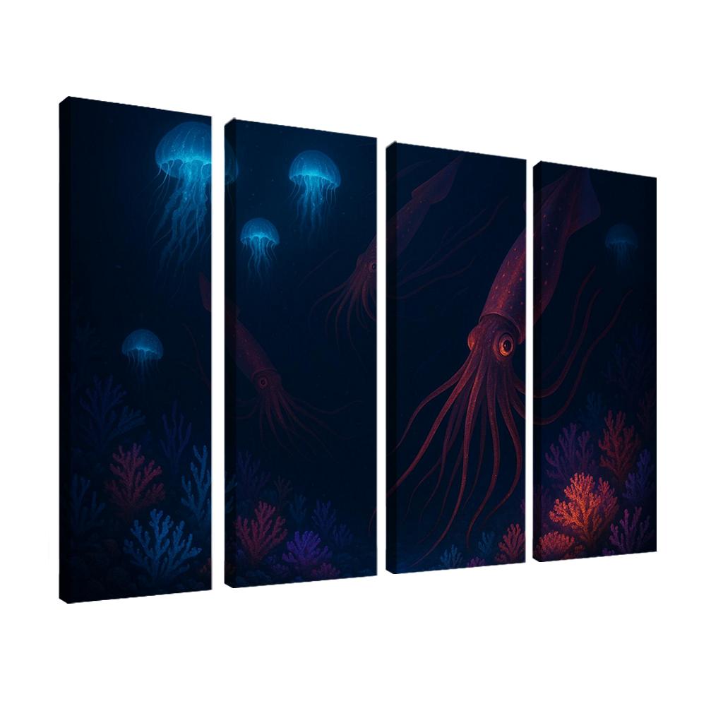 Underwater Wonders - Deep Sea Exploration Framed Paintings
